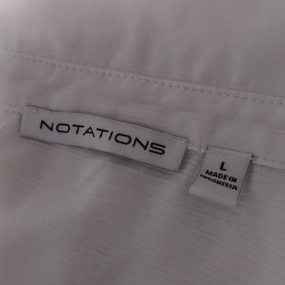 Notations White Collared Long Sleeve Tops Size L Roll Tab 100% Polyester - Picture 13 of 15